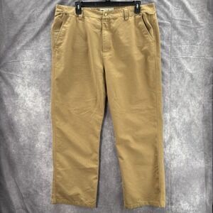 Duck Camp Pants Mens 42x32 Tan Canvas Stretch Workwear Straight Leg